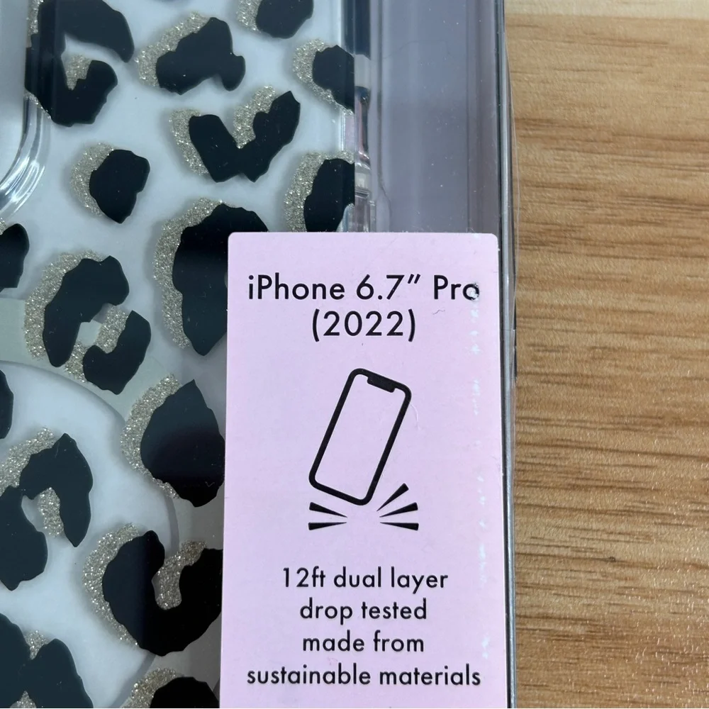 Kate Spade iphone 14 Plus Case Hardshell Magsafe 6.7 In Leopard NEW